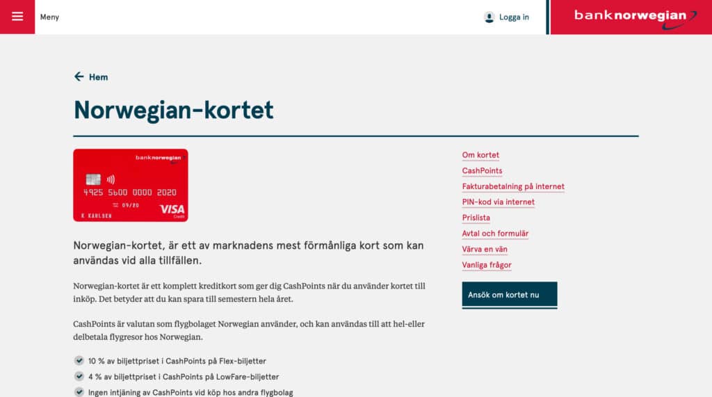 Bank Norwegian Norwegian-kortet